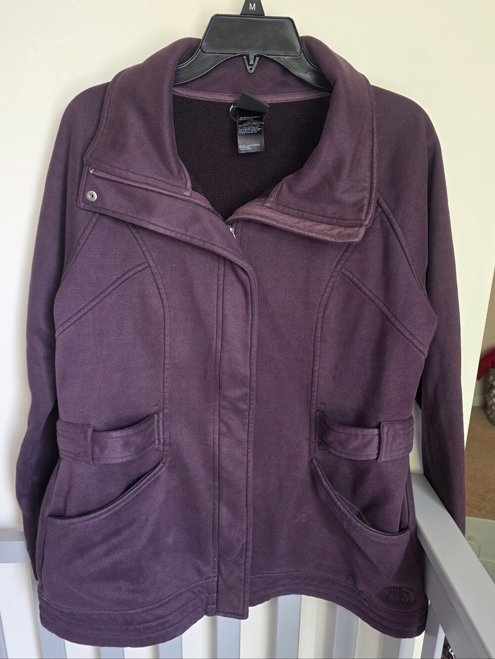 The North Face Womens Avery Plum Puple Mock Neck Zip Up Fleece Jacket Size Large